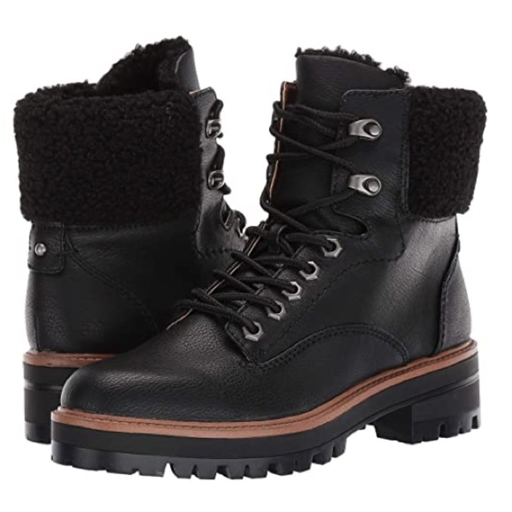 Indigo Irard Black Lace Up Sherpa Hiker Boot 5.5
